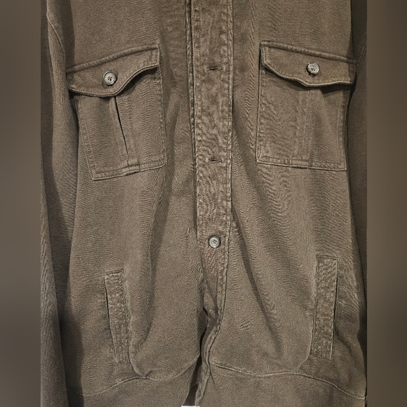 J Ferrar Mens XXL Brown Shacket Shirt Jacket Button Up Work Pockets 100% Cotton - Picture 2 of 5